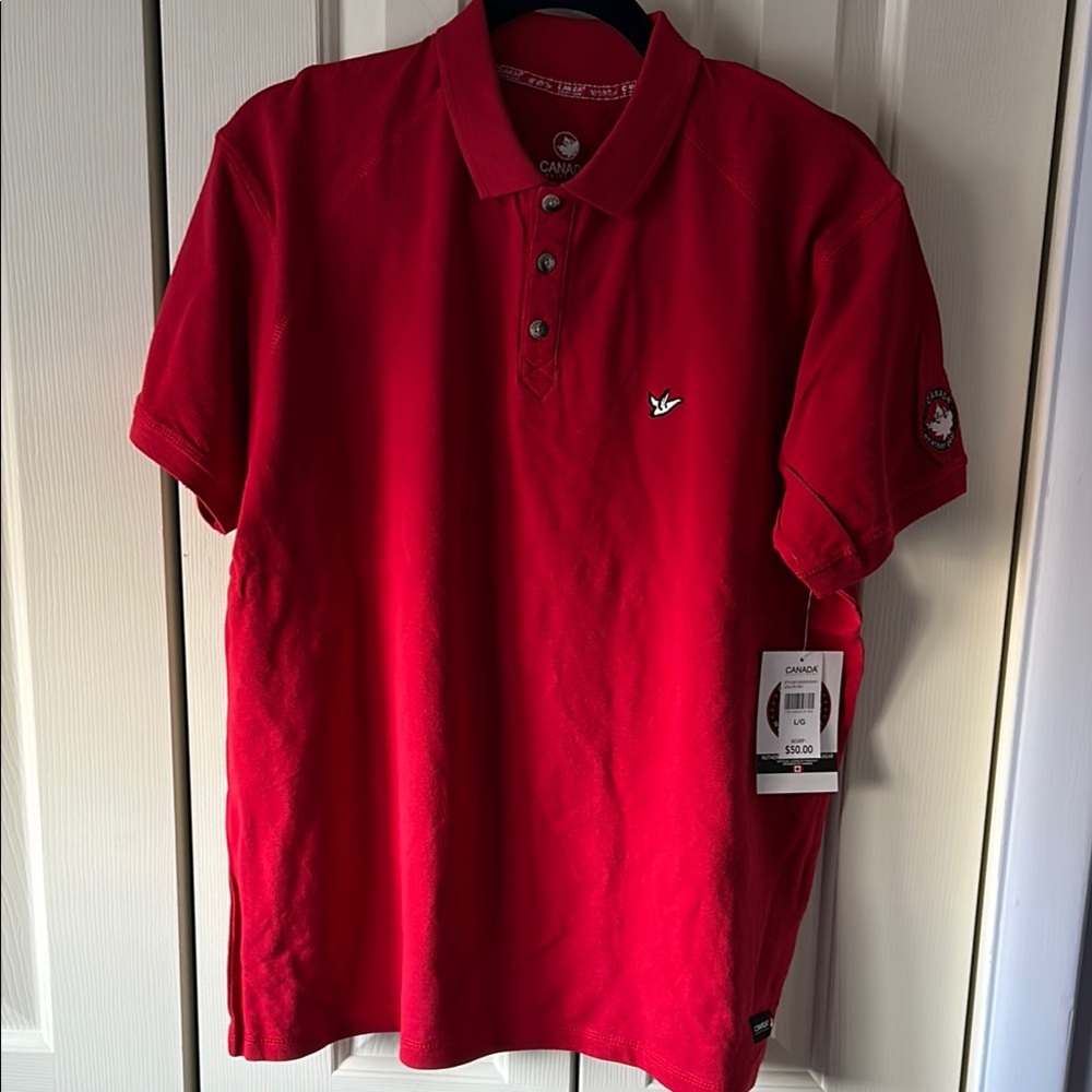 Canada Goose Men's Red Polo Shirt NWT Size L